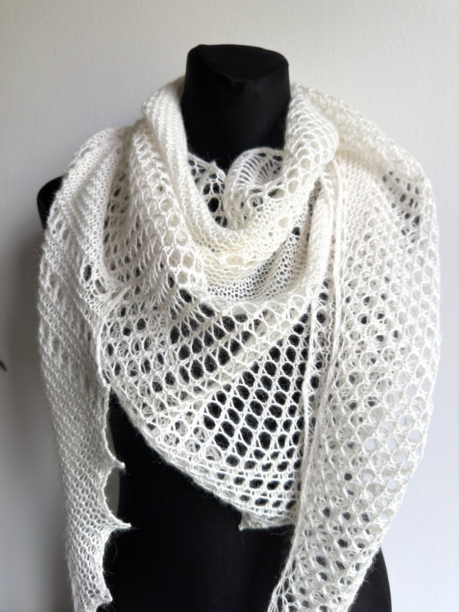 Hand-Knitted Shawl in 100% Alpaca Wool – CHOOSE YOUR COLOR