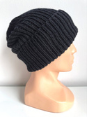 NANA – czapka wywijana beanie z wełny baby merino 21 Czarny