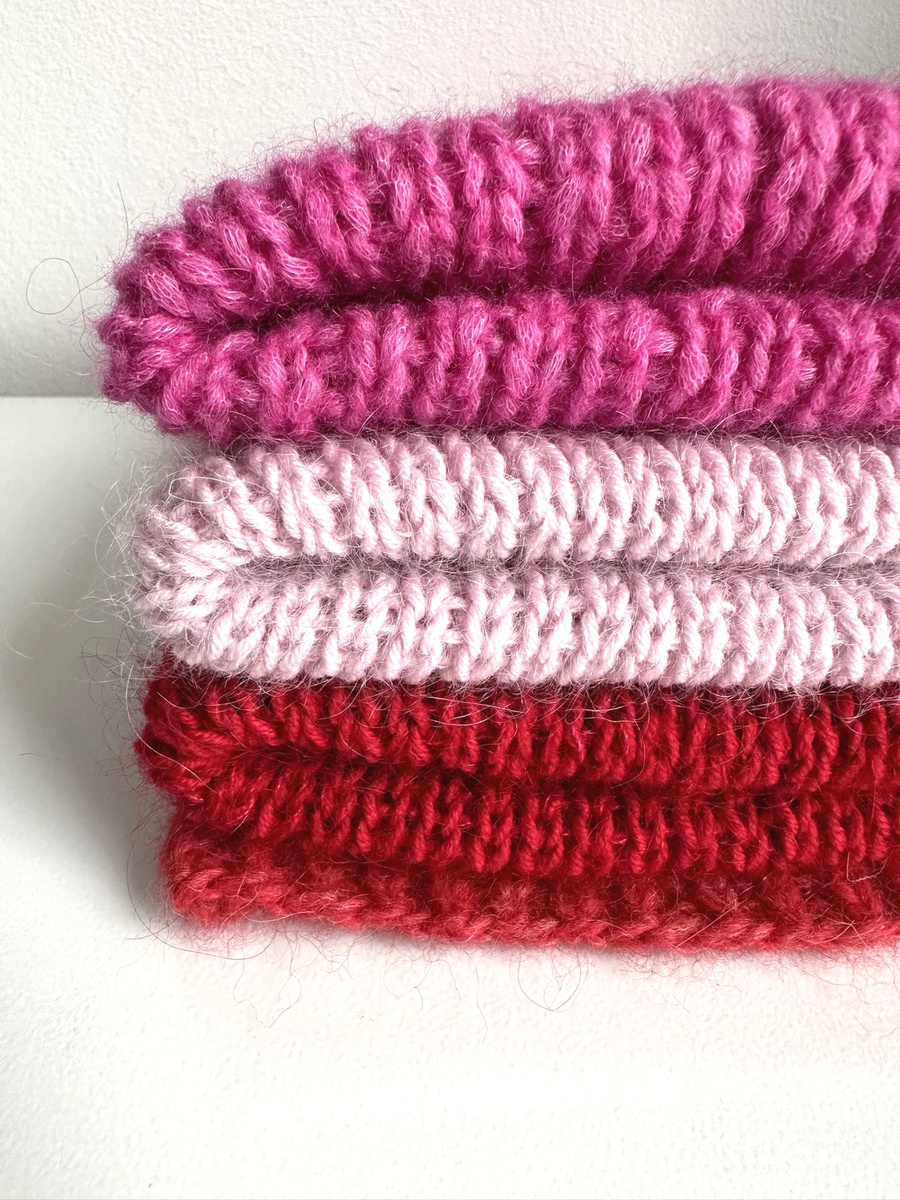 AUREA – ręcznie robiona ciepła czapka beanie z baby merino + moher i jedwab damska / dziecięca 16/14 Czerwony
