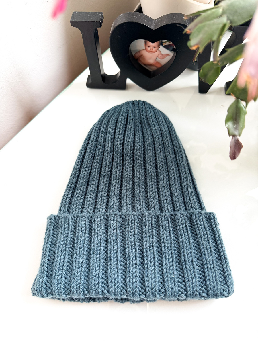 ELLI – czapka merino wywijana 18 Ciemnoniebieska Zieleń