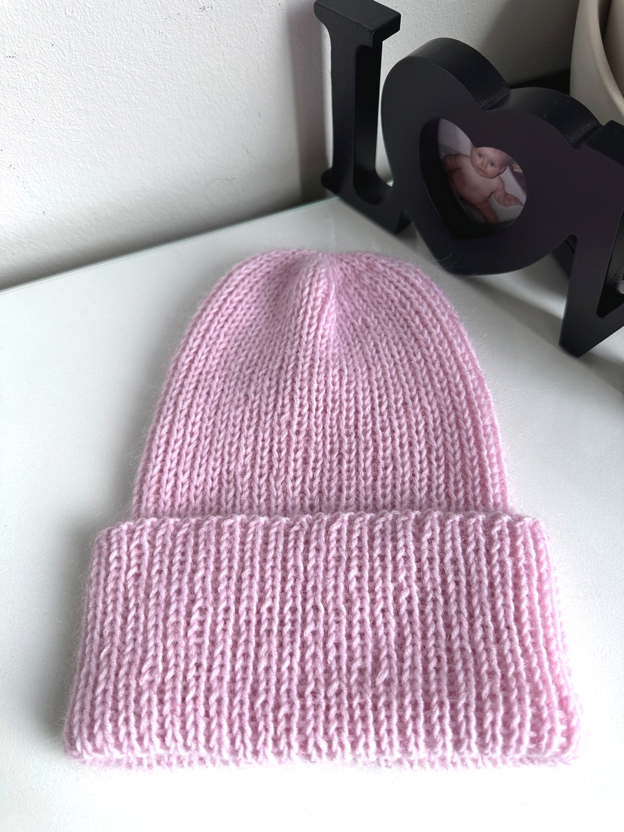 AUREA – ręcznie robiona czapka beanie baby merino + moher i jedwab damska/dziecięca 05/03 Jasny Róż