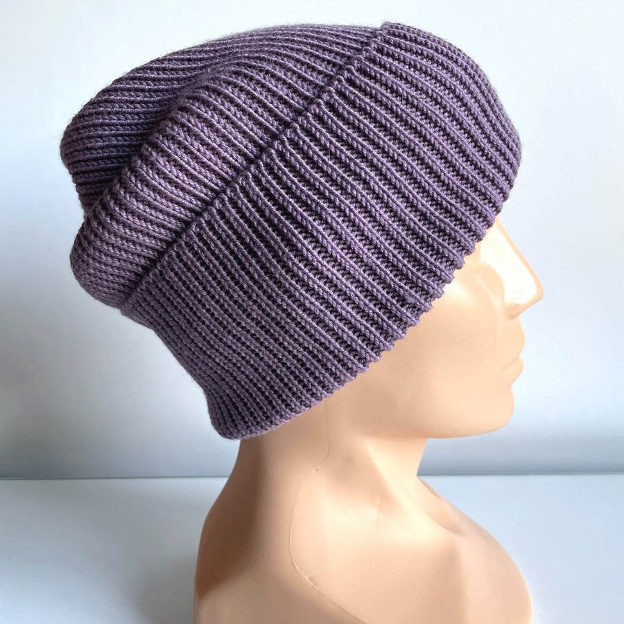 VARELLA Beanie-Mütze mit Umschlag 100% Baby-Merinowolle 40 Ametyst Violett