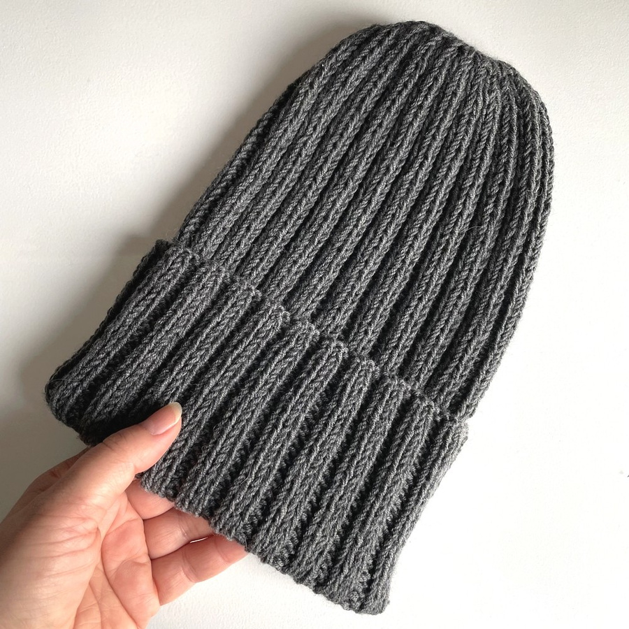 HELLI – czapka beanie wywijana z wełny baby merino 20 Ciemny szary