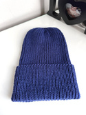 NANA – czapka beanie wywijana z wełny 100% baby merino 30 Niebieski