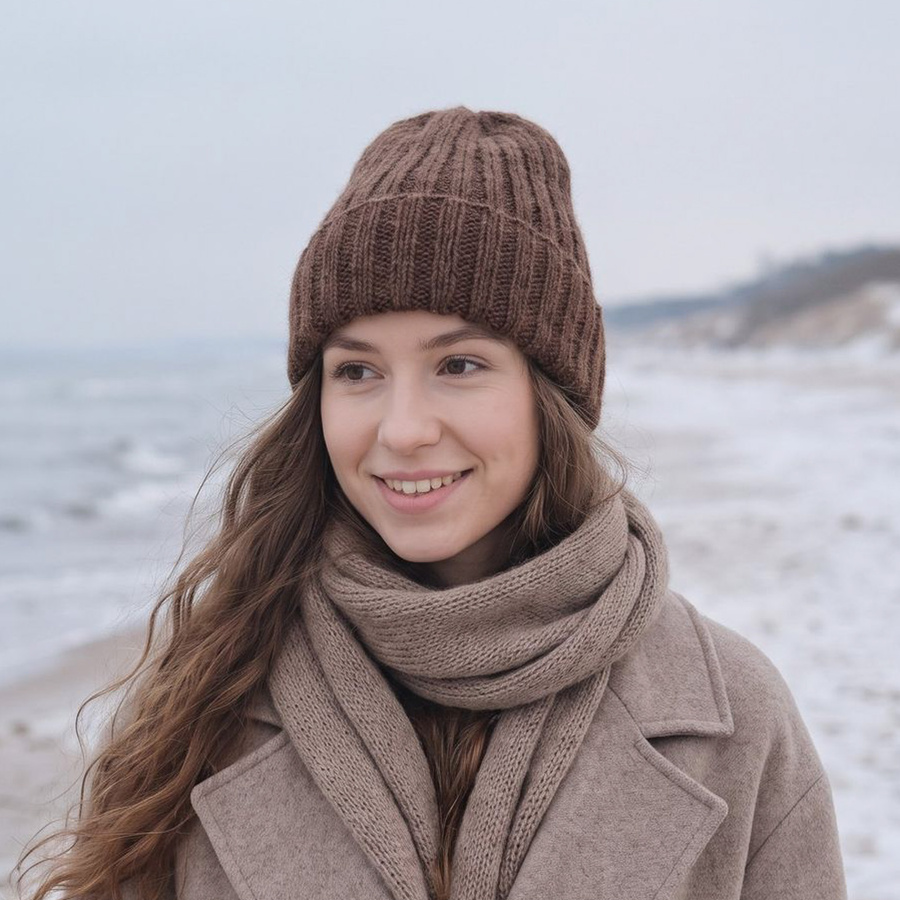 LAURIN Beanie 100% Alpaca 9043 ziarno kakaowca