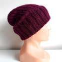 MARGARET Handgemachte Mütze Alpaka Mohair und Seide 9045 Rubinrot