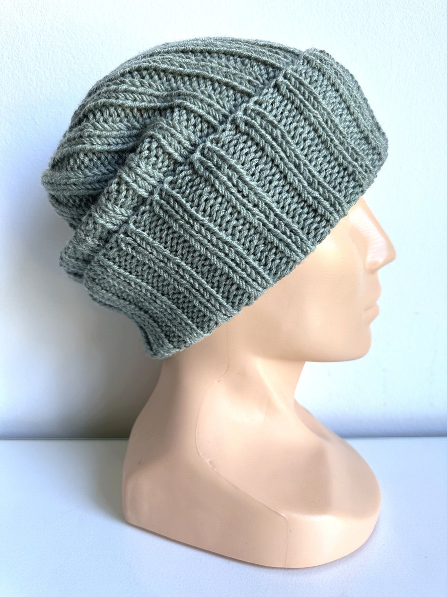 HELLI Turn-Up Beanie 100% Baby Merino Wool 50 Zielona Szałwia