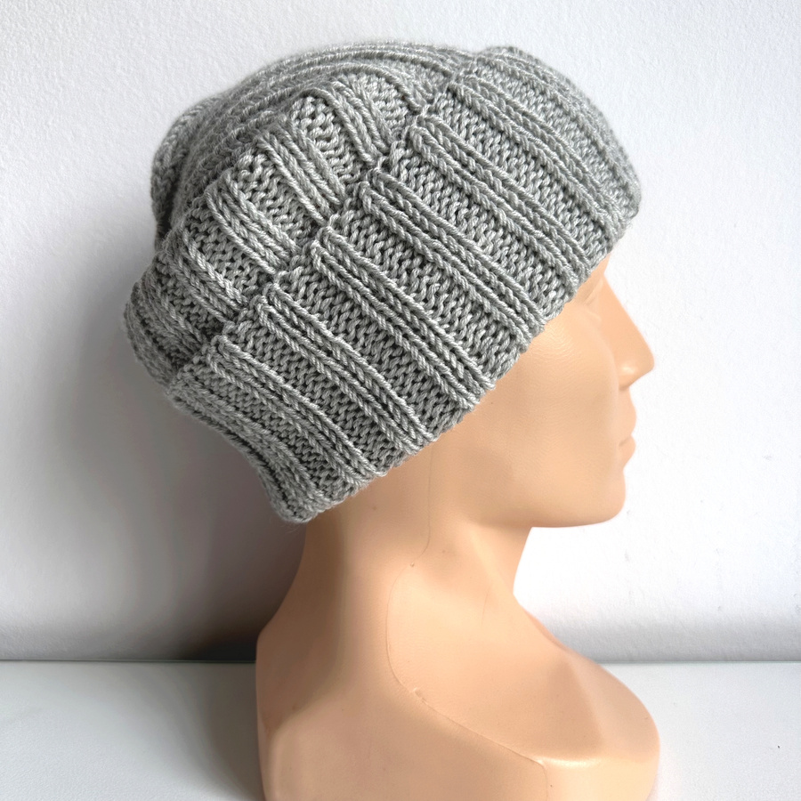 HELLI – czapka beanie wywijana 100% baby merino 22 Jasny Szary