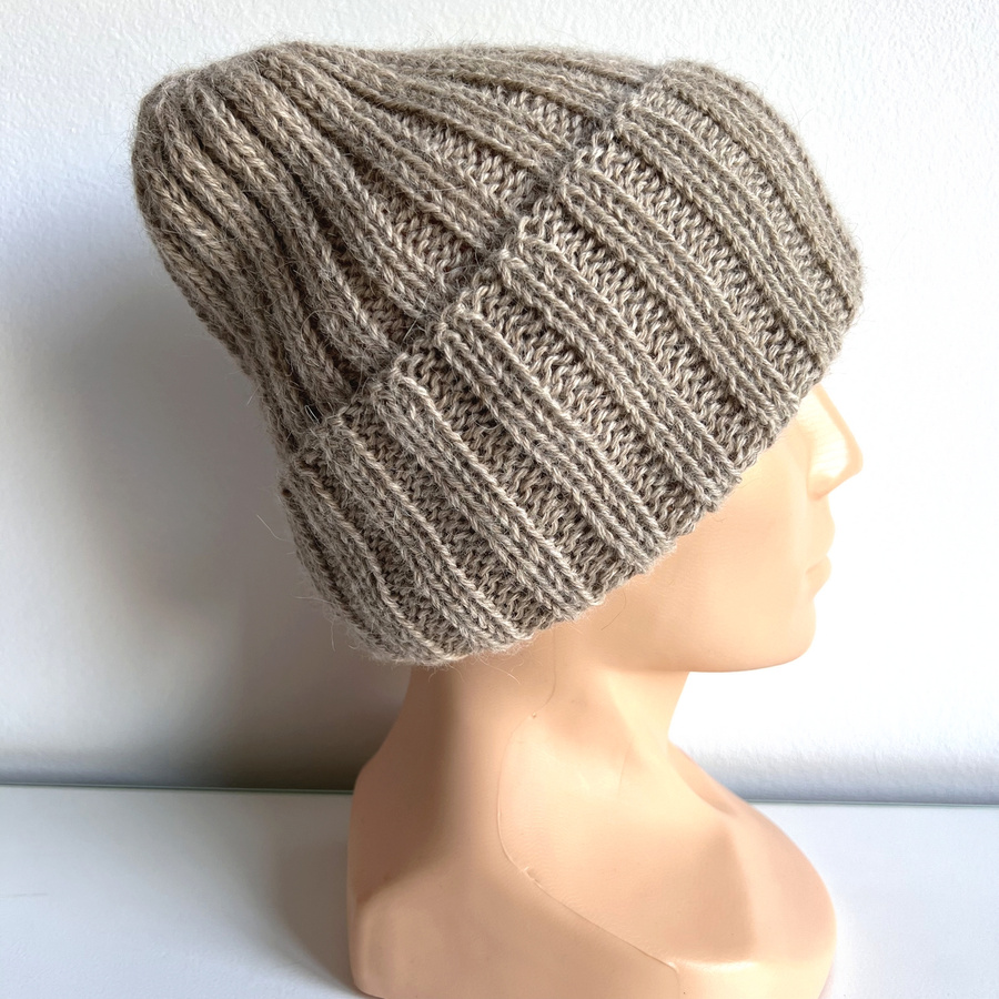 Ręcznie robiona Czapka wywijana LAURIN 100% Alpaka 2020 Jasny