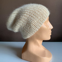 MARI – czapka z alpaki damska + moher i jedwab 100 ecru