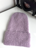 AUREA – cienka czapka beanie handmade baby merino + moher i jedwab damska/dziecięca 60/55 Lawendowy Szron