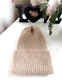 AUREA – ręcznie robiona czapka baby merino + moher i jedwab dziecięca/damska 64/54 jasny dąb