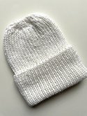 KIARA Turn-Up Beanie 100% Alpaca 101 White Handmade