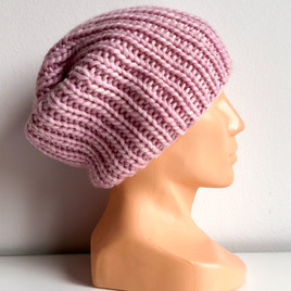 JANKA – gruba czapka zimowa damska z wełny 30 Pastelowy Róż