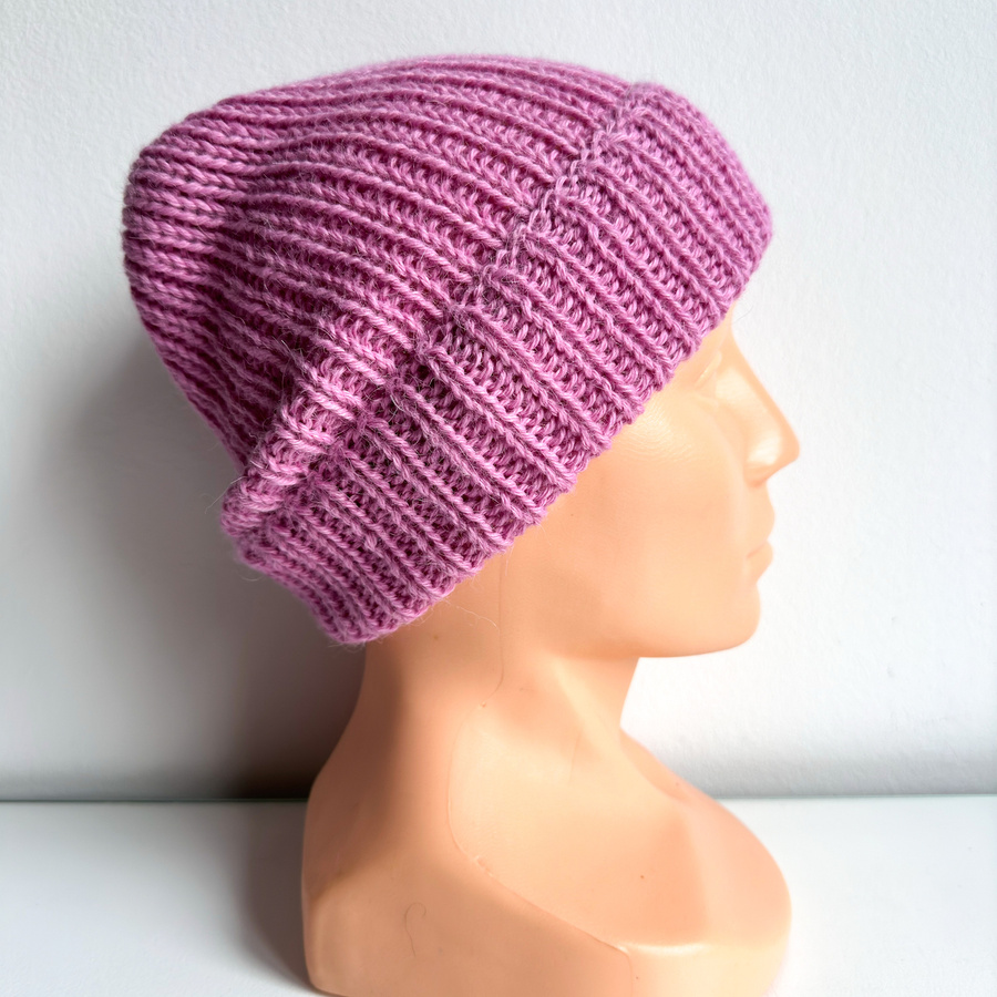 KIARA – czapka z alpaki damska 100% alpaka 3720 średni róż, wywijana zimowa