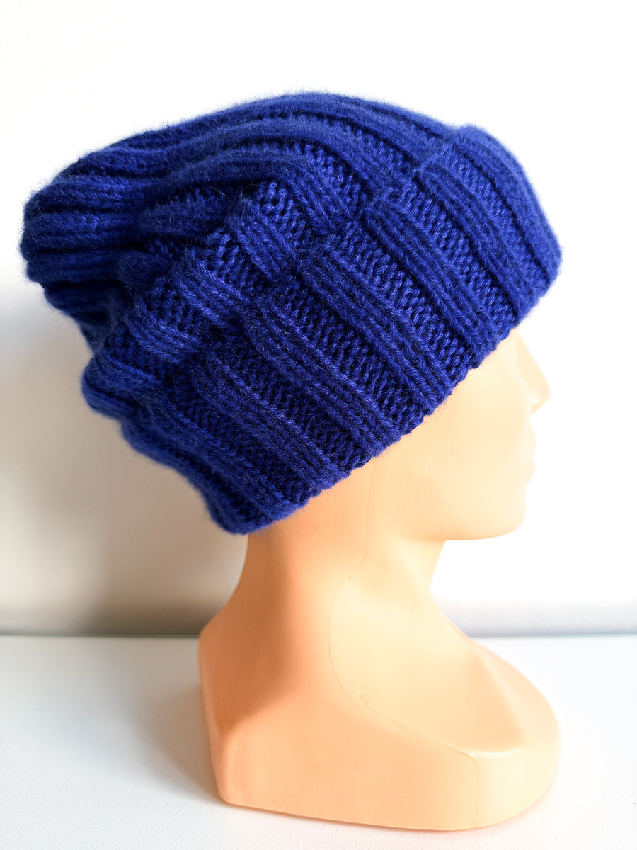 MARLA Turn-Up Cashmere Beanie 100% 638 Indaco
