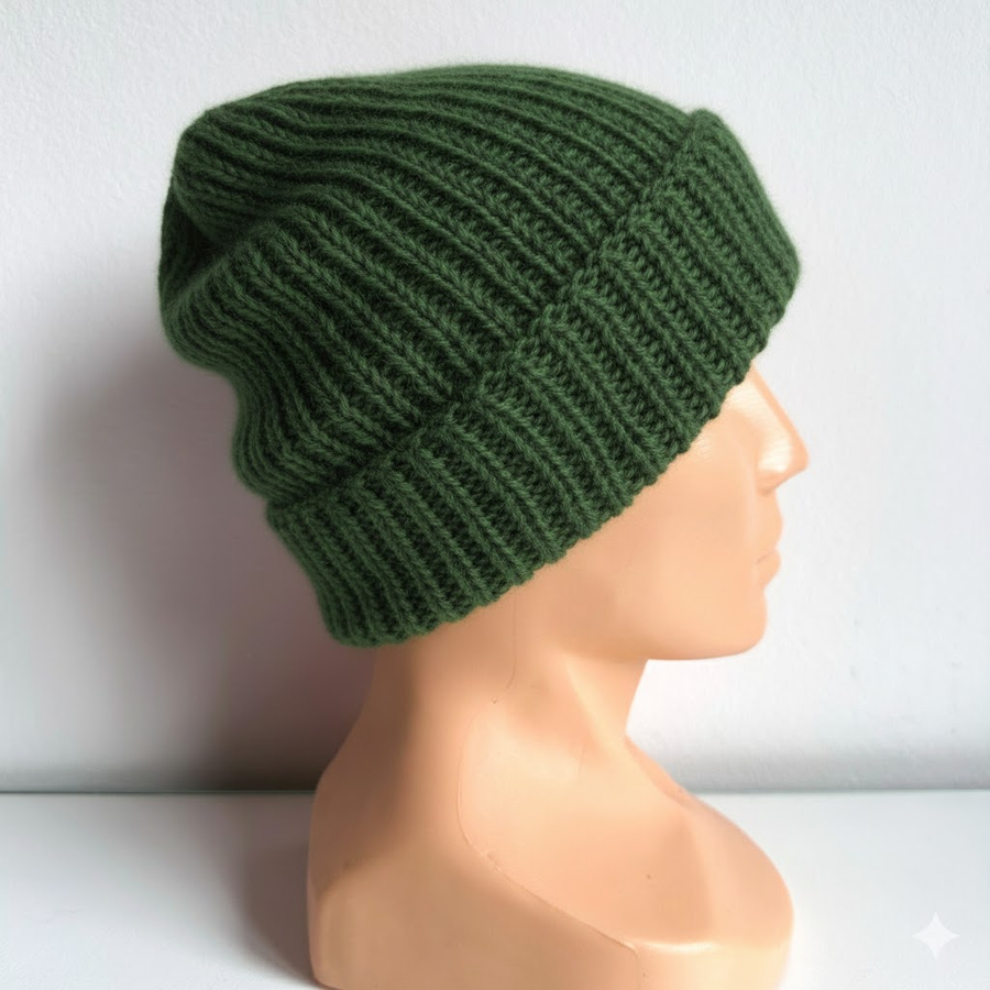 KIARA Turn-Up Beanie 100% Alpaca 9032 ciemny bluszcz