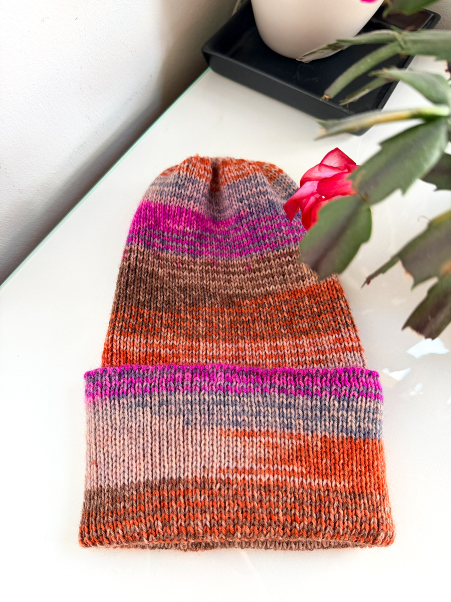 VARELLA – czapka beanie wywijana z wełny, 2802 fioletowo‑różowa, jesienno‑zimowa, damska/męska/dziecięca