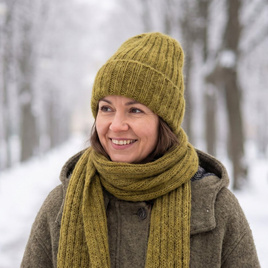 MARGARET Handmade Beanie Alpaca Mohair and Silk 7233 Olive