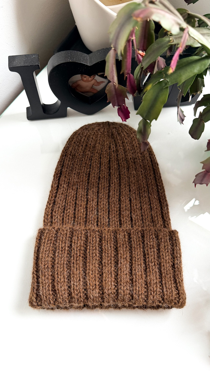 LAURIN Beanie 100% Alpaca 9043 ziarno kakaowca