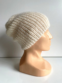 Handmade women’s hat AUREA 100% Baby Merino plus mohair and silk 02/01 Ecru