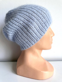 AUREA – ręcznie robiona ciepła czapka beanie merino + moher i jedwab damska 53/07 Rosa
