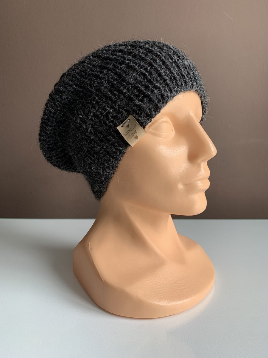 KIARA – czapka beanie z alpaki 100% 506 Ciemny Szary