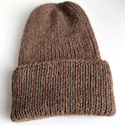 KIARA – czapka wywijana z alpaki 100% 607 brąz, jesienno‑zimowa