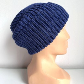 NANA – czapka beanie wywijana z wełny 100% baby merino 30 Niebieski