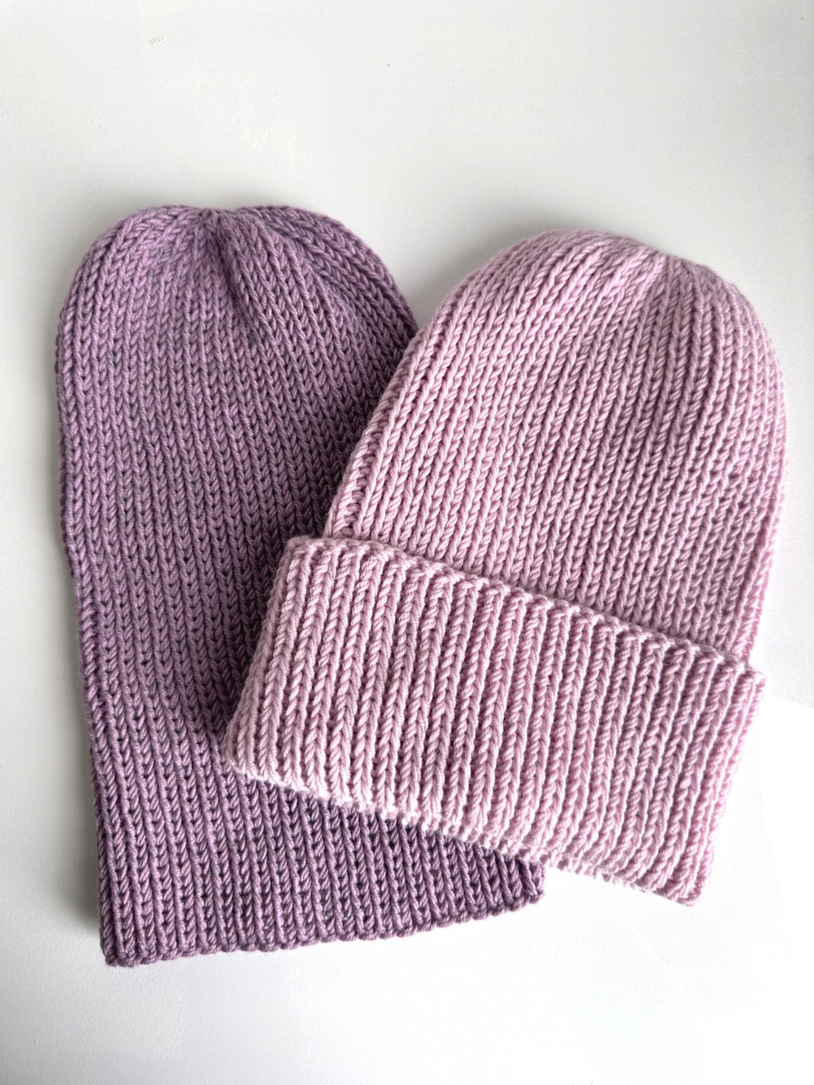 NANA – czapka beanie wywijana z wełny baby merino 54 Pudrowy Róż