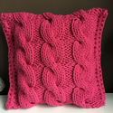 Poduszka ze sznurka bawełnianego Warkocze 360 fuksja 40x40 cm