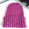 DAISY – czapka beanie handmade ręcznie farbowane baby merino + moher i jedwab damska Malinowy Sorbet