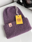 AUREA – ręcznie robiona czapka beanie baby merino + moher i jedwab dziecięca/damska 40/05 Ametyst