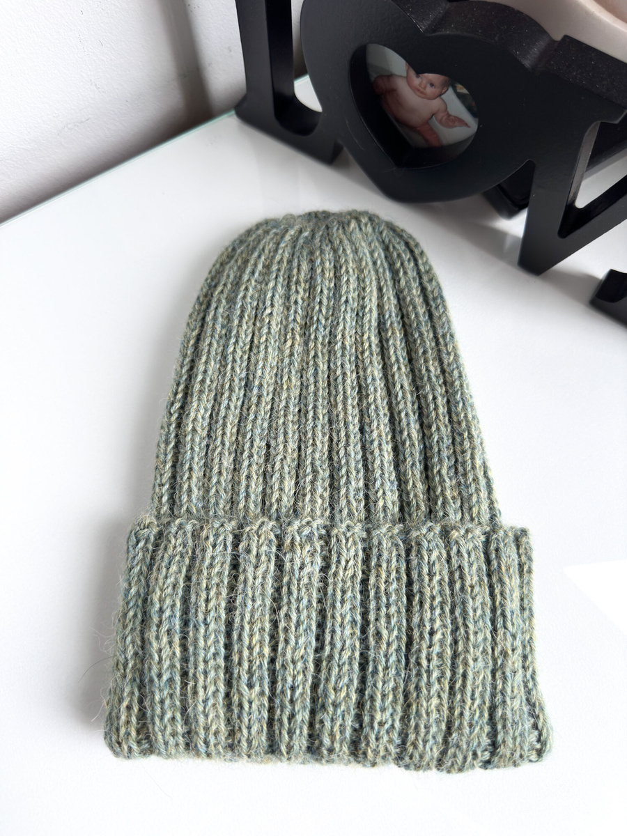 LAURIN – czapka z alpaki damska wywijana 7323 morska mgła