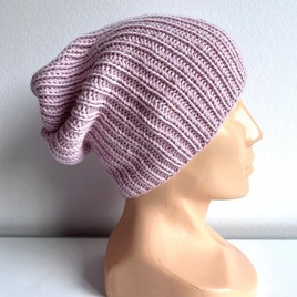 NANA – czapka beanie z wełny 100% baby merino 54 Pudrowy Róż