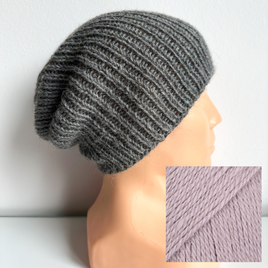 KIARA – czapka beanie z alpaki 100% 9035 lawendowy szron damska zimowa