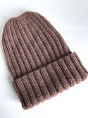 HELLI – czapka beanie z wełny baby merino 52 Czekolada, wywijana, jesienno-zimowa, unisex