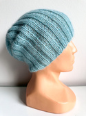 MARGARET – czapka beanie z alpaki + moher i jedwab 2917/58 Turkusowy