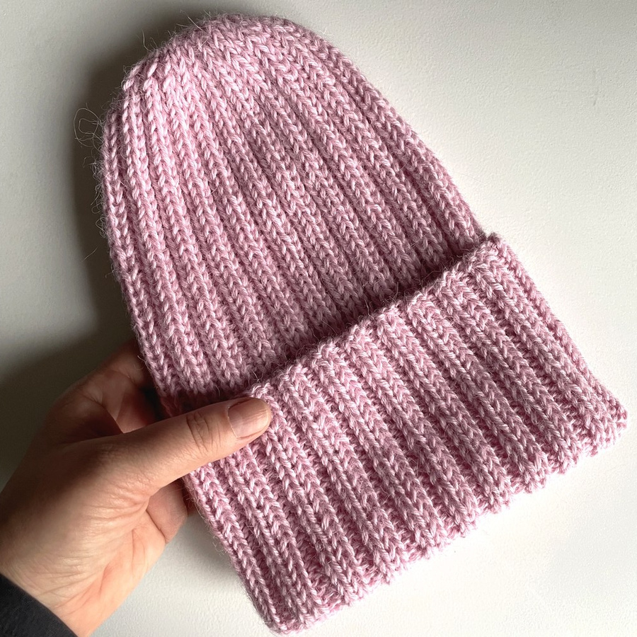 LAURIN – czapka z alpaki wywijana damska 3140 jasny róż