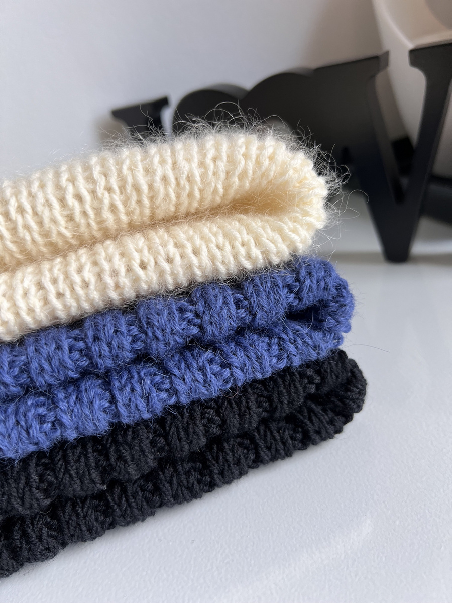 AUREA – ręcznie robiona czapka beanie baby merino + moher i jedwab damska/dziecięca 02/01 Ecru