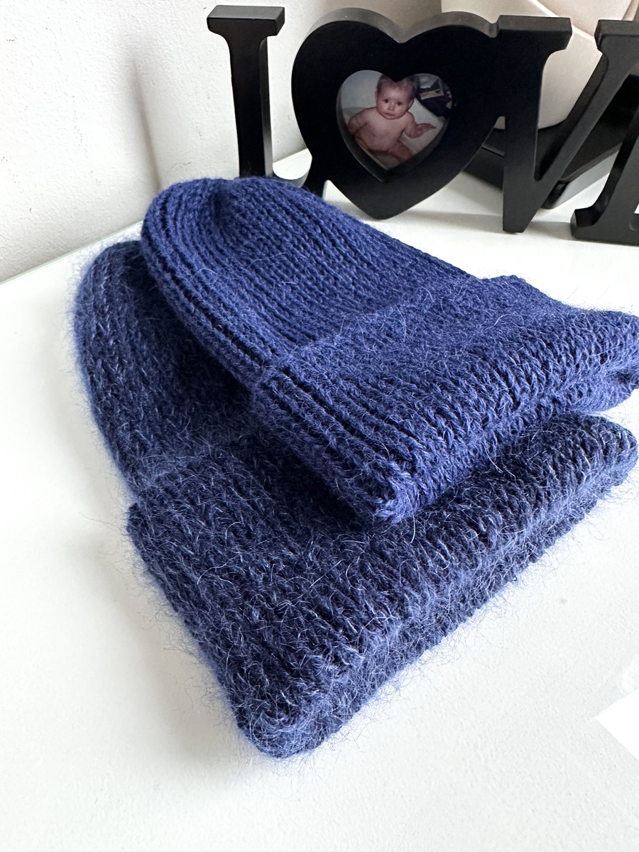 KIARA Mütze mit Umschlag 100% Alpaka 5575 Navy