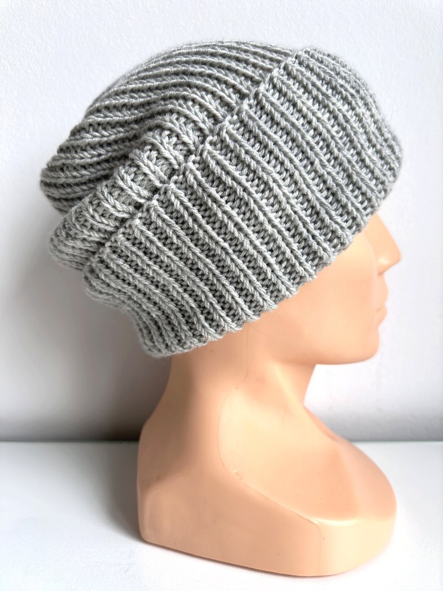 NANA Turn-Up Beanie 100% Baby Merino Wool 22 Light Grey