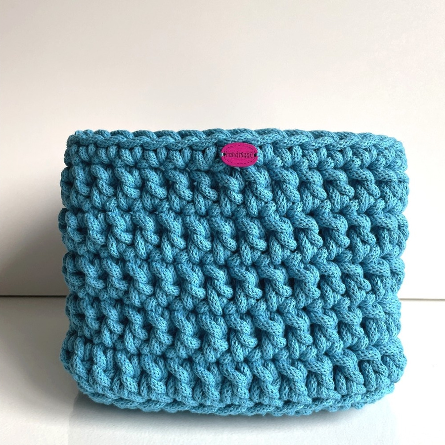 Koszyk ze sznurka bawełnianego dno 20x20, wysokość 15 cm Turkus 430