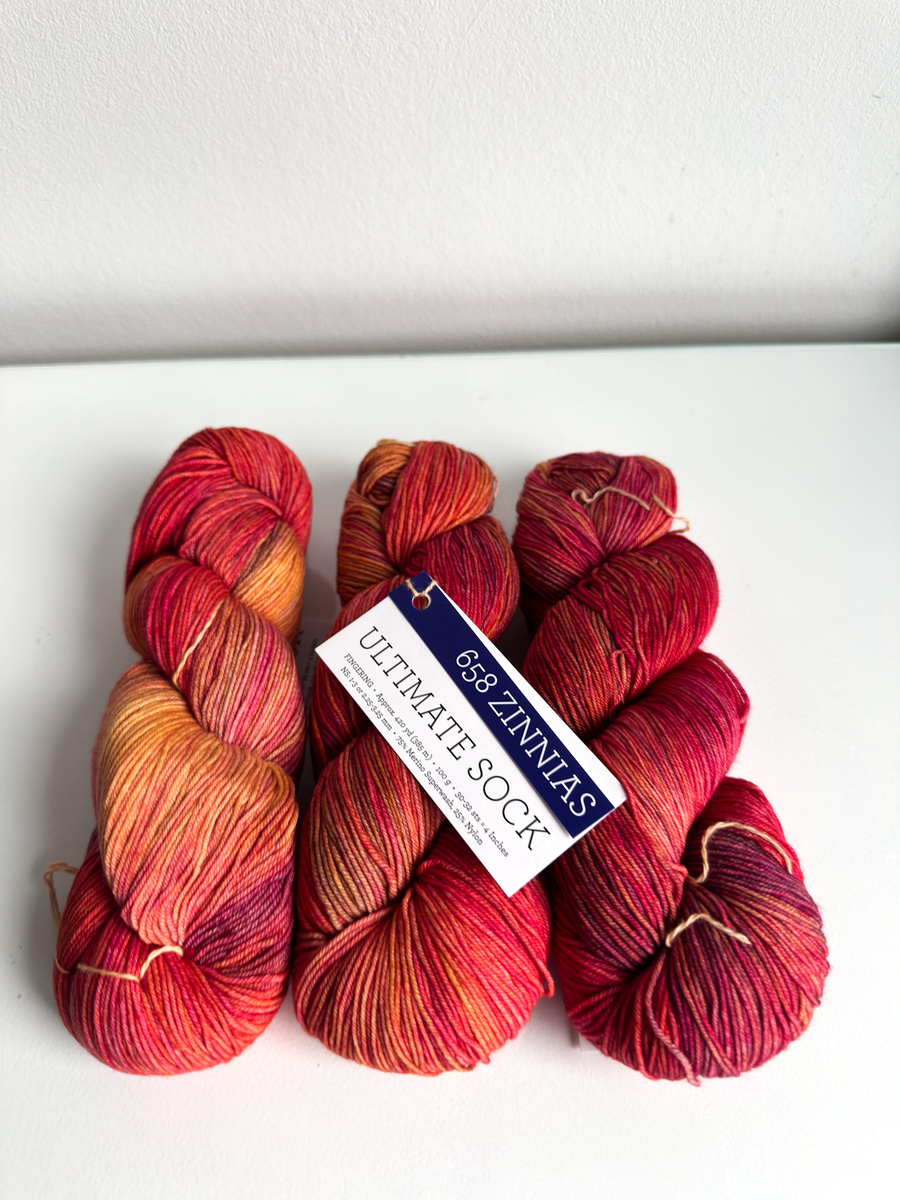 Ręcznie farbowana włóczka Malabrigo ULTIMATE SOCK merynos z nylonem US658 Zinnias N