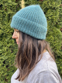 AUREA – ręcznie robiona czapka beanie merino + moher i jedwab damska / dziecięca 47/37 Morze Północne