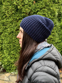 NANA – czapka beanie z wełny baby merino 13 granatowy, ręcznie robiona