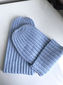 HELLI – czapka merino wywijana 100% baby merino 11 Błękitny Stalowy unisex zimowa