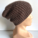Handmade Czapka damska AUREA 100% Baby Merino plus moher i jedwab 52/15 Czekolada deserowa