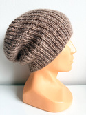 ALURA – ręcznie robiona ciepła czapka beanie merino + moher i jedwab damska 30 Prażony Migdał
