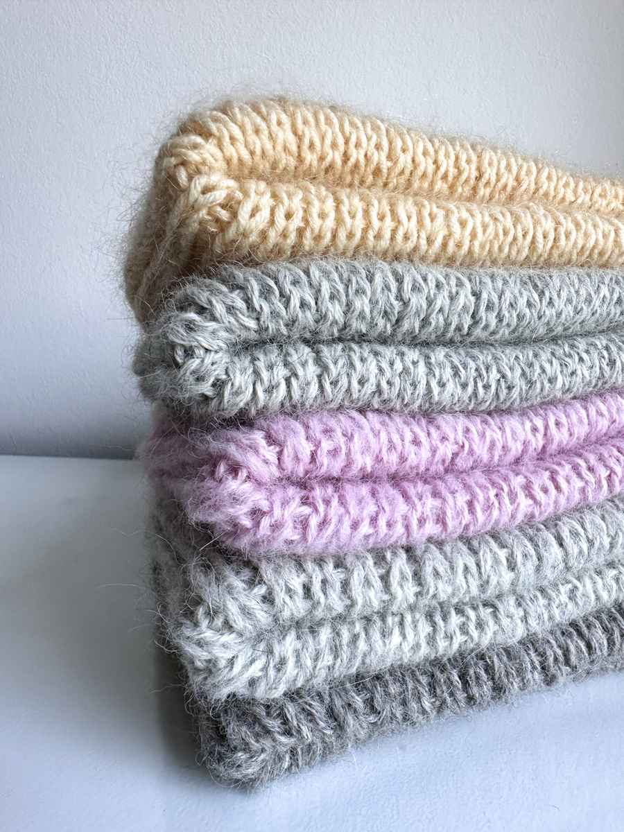 AUREA – ręcznie robiona czapka beanie baby merino + moher i jedwab damska dziecięca 03/29 Wanilia